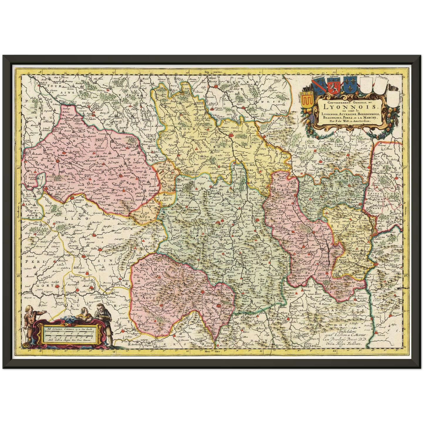 Historische Landkarte Auvergne um 1720