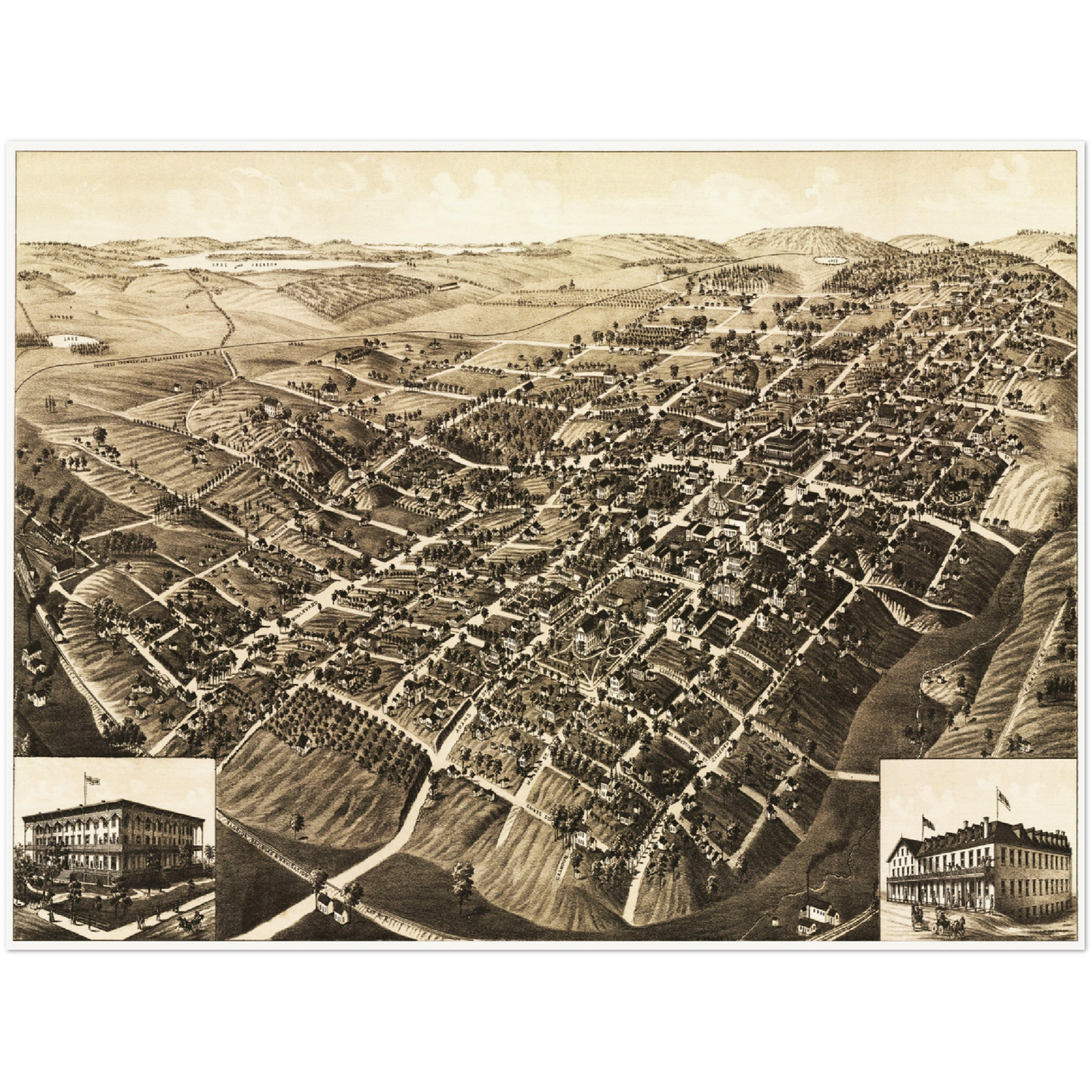 Historische Stadtansicht Tallahassee um 1885