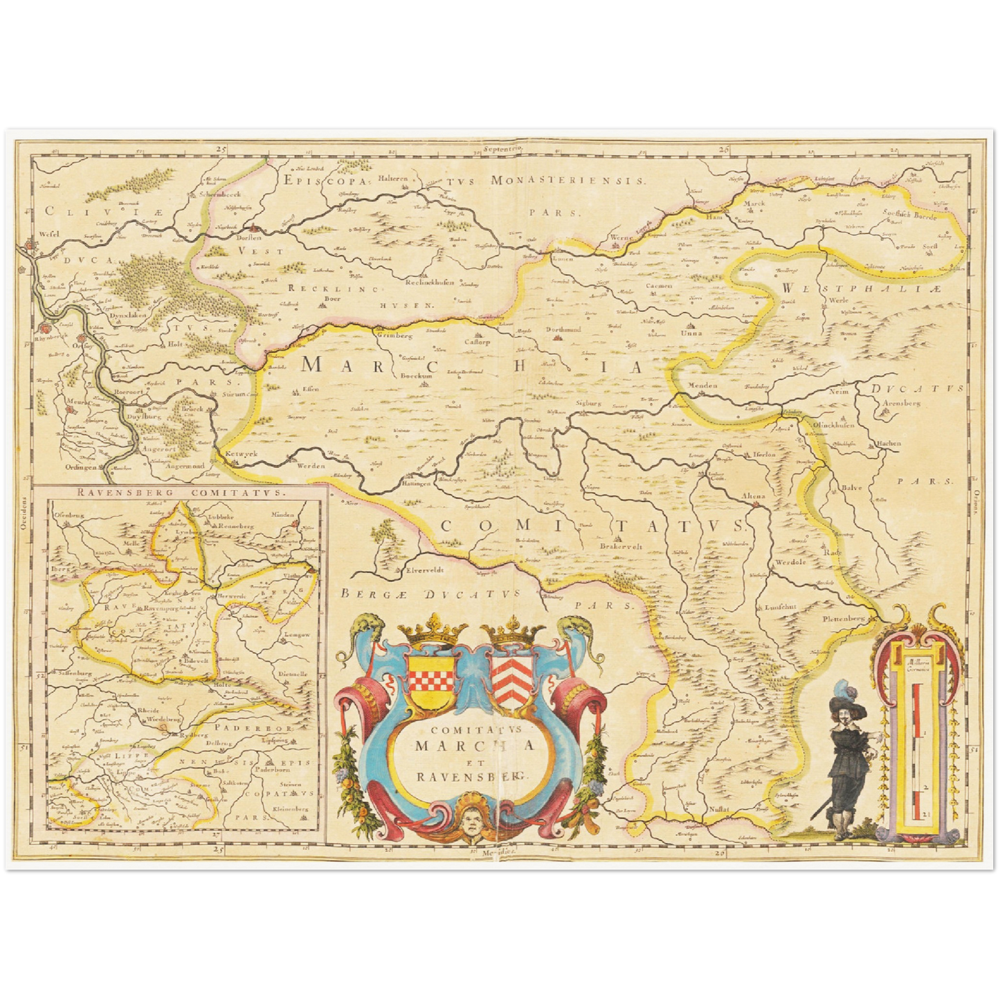 Historische Landkarte Ruhrgebiet um 1635