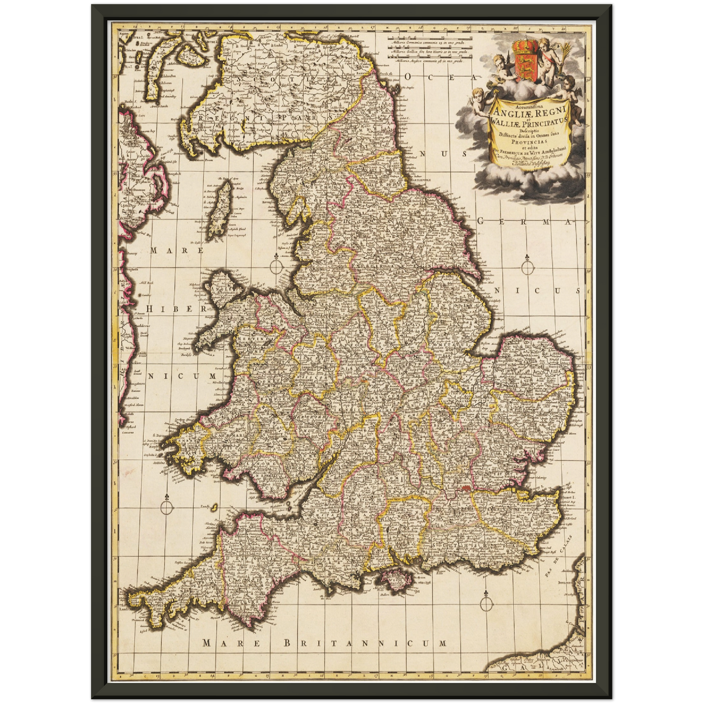 Historische Landkarte England um 1698
