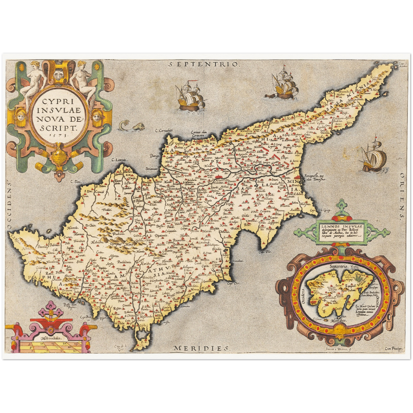 Historische Landkarte Zypern um 1609