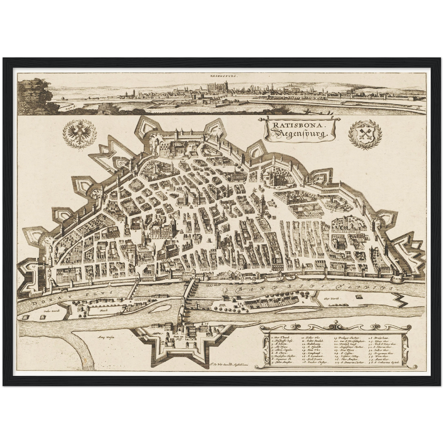 Historische Stadtansicht Regensburg um 1700