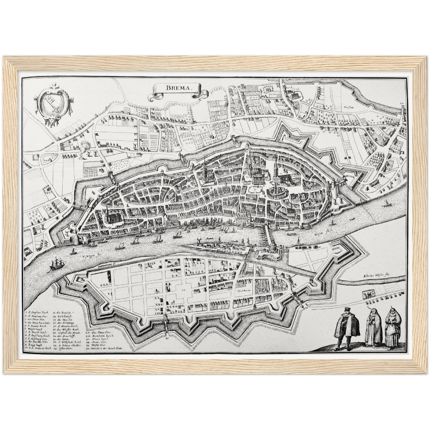 Historischer Stadtplan Bremen um 1650