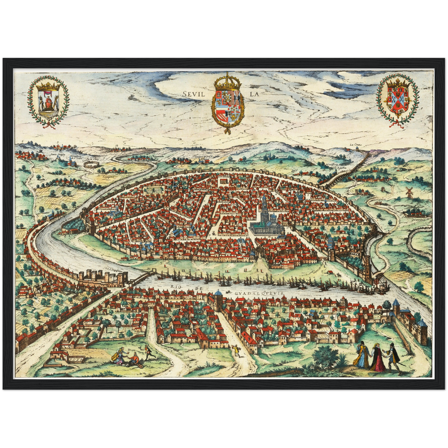 Historische Stadtansicht Sevilla um 1612