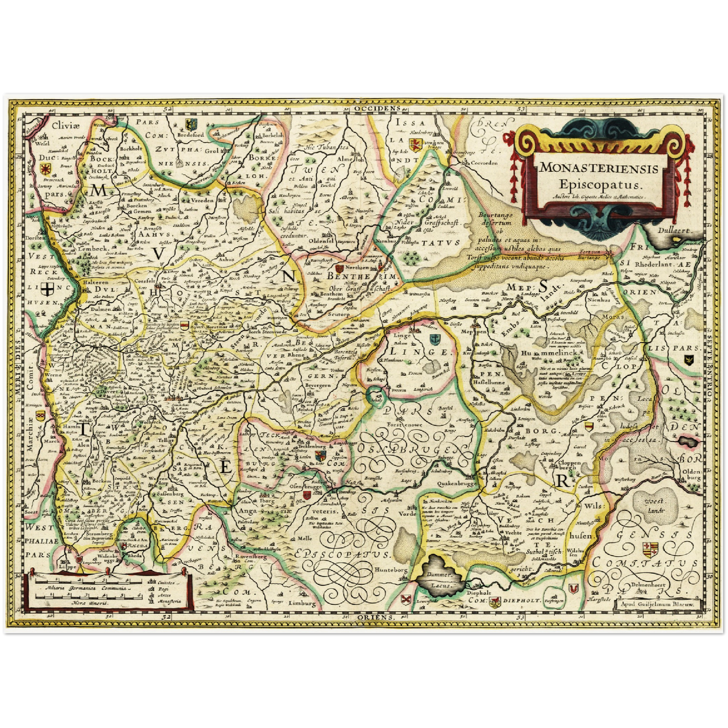 Historische Landkarte Münster um 1650