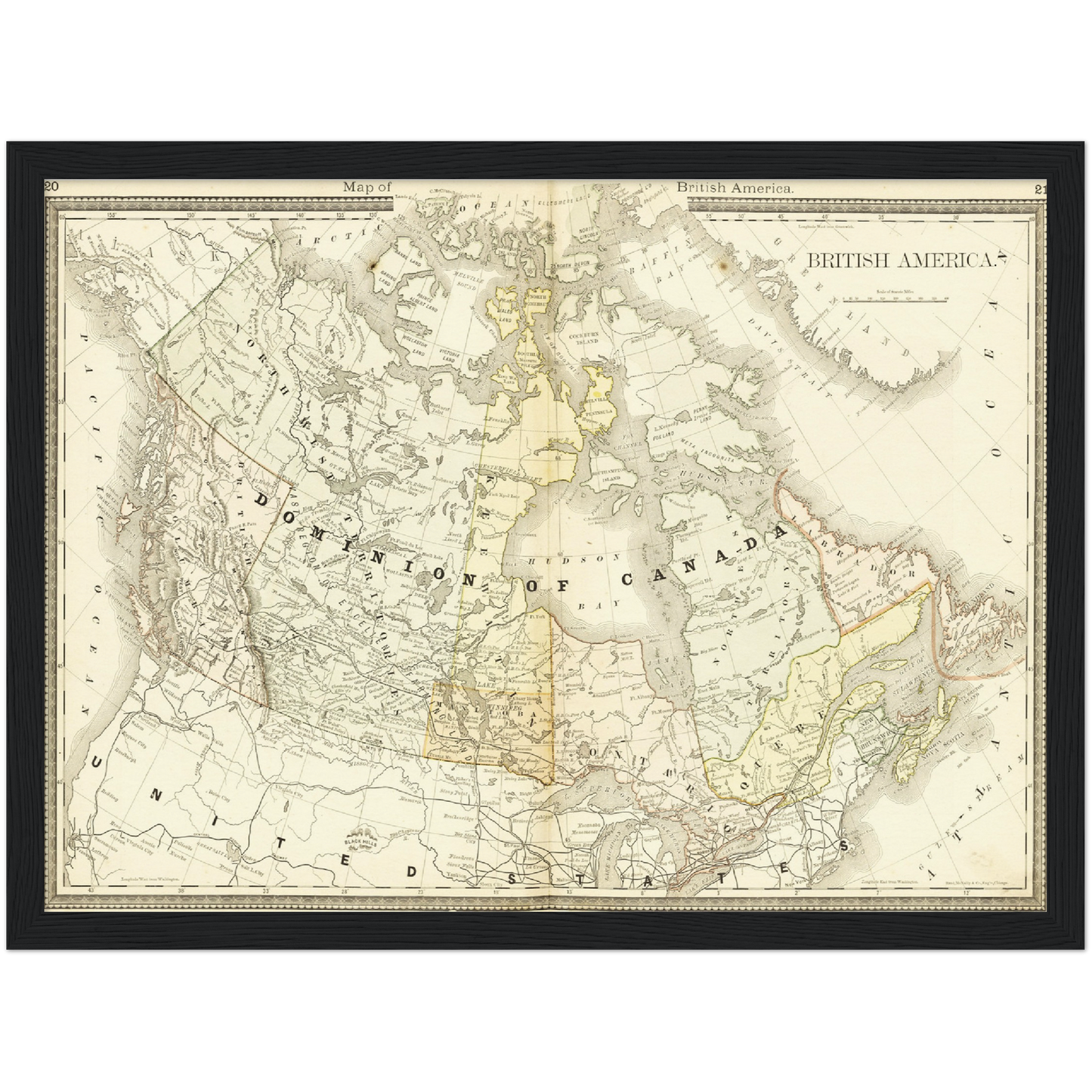 Historische Landkarte Kanada um 1882