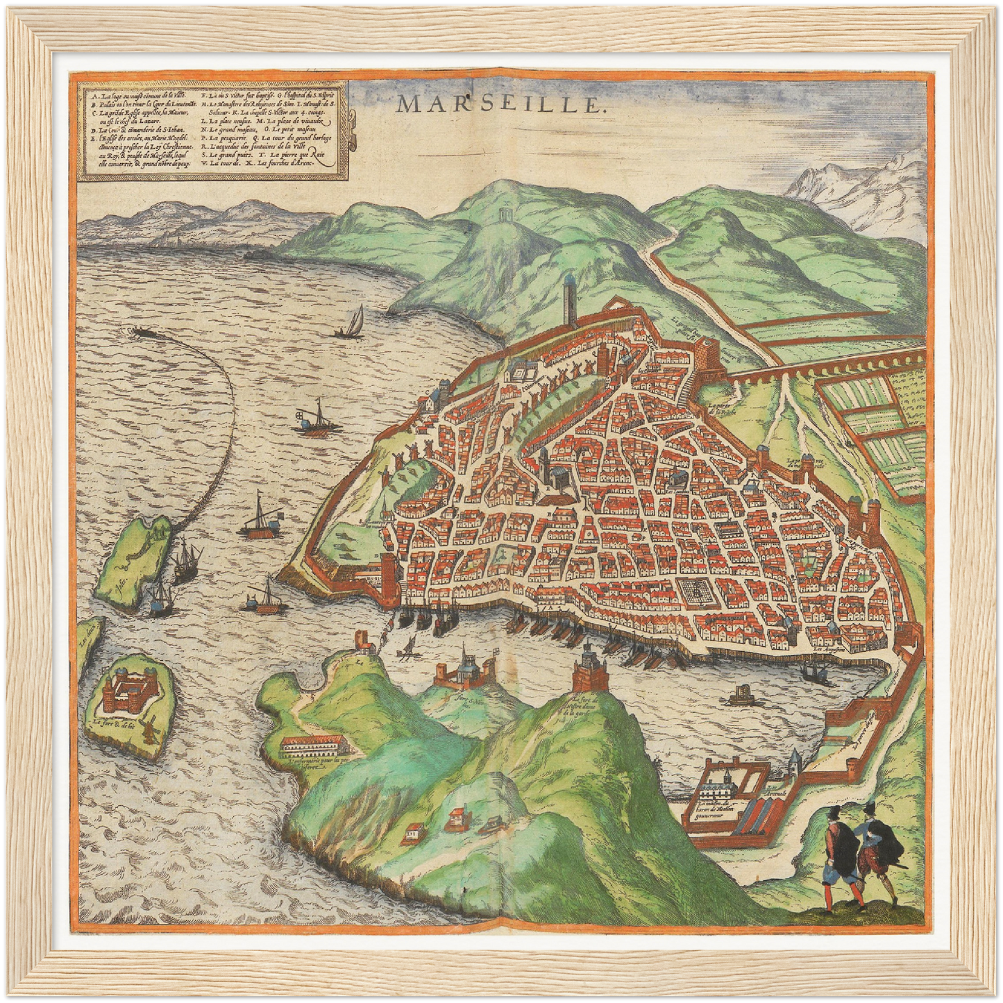 Historische Stadtansicht Marseille um 1609