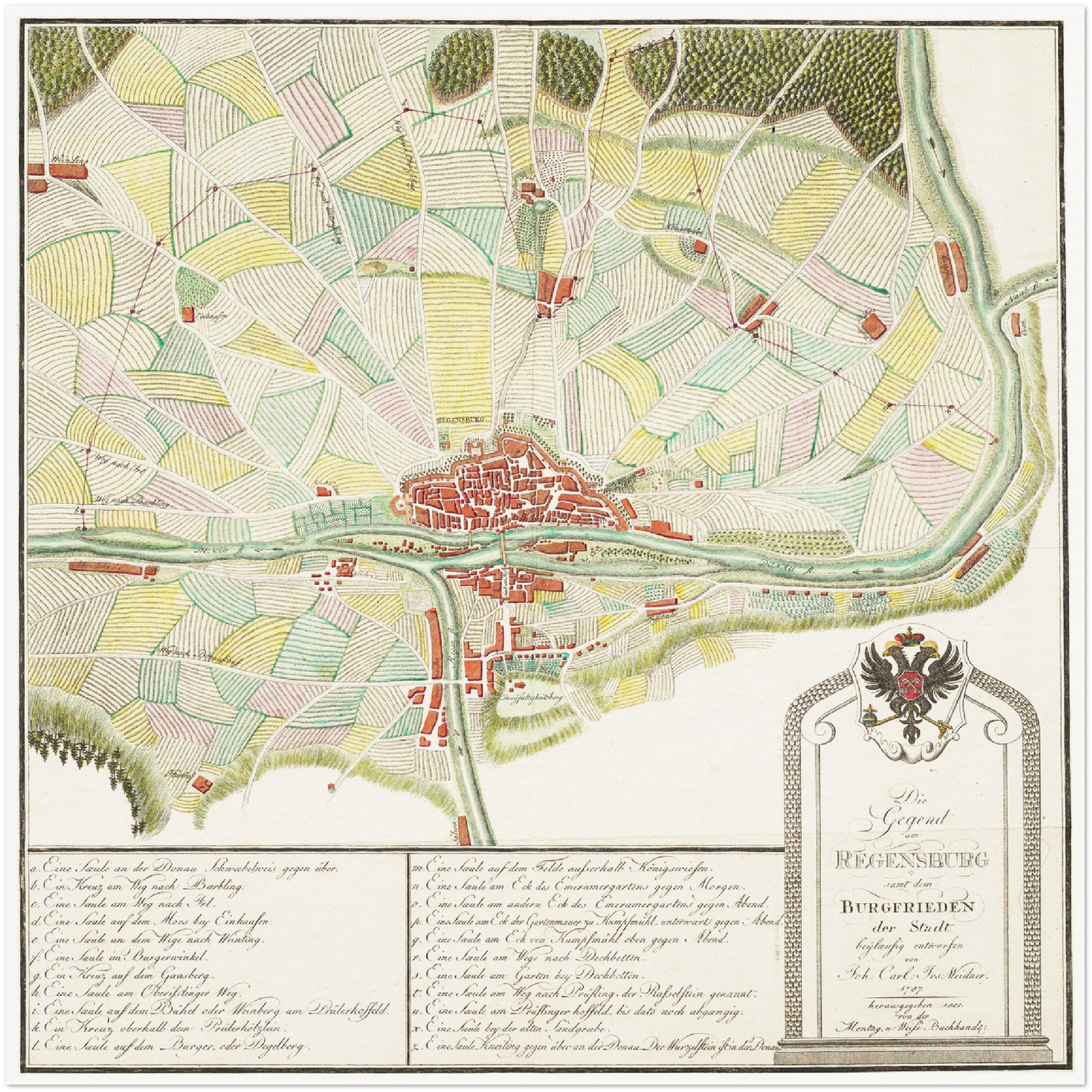 Historische Landkarte Regensburg um 1801