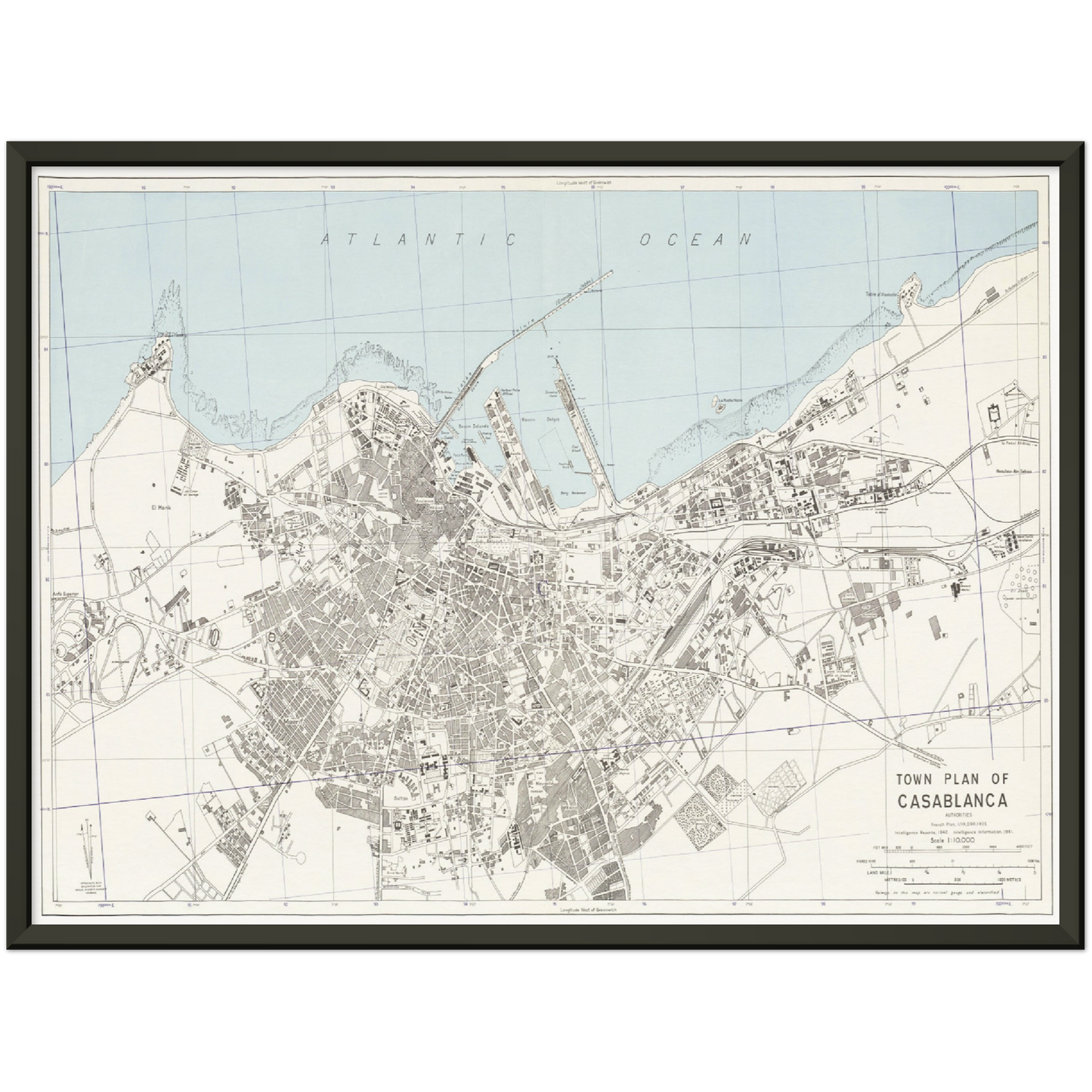 Historischer Stadtplan Casablanca um 1942
