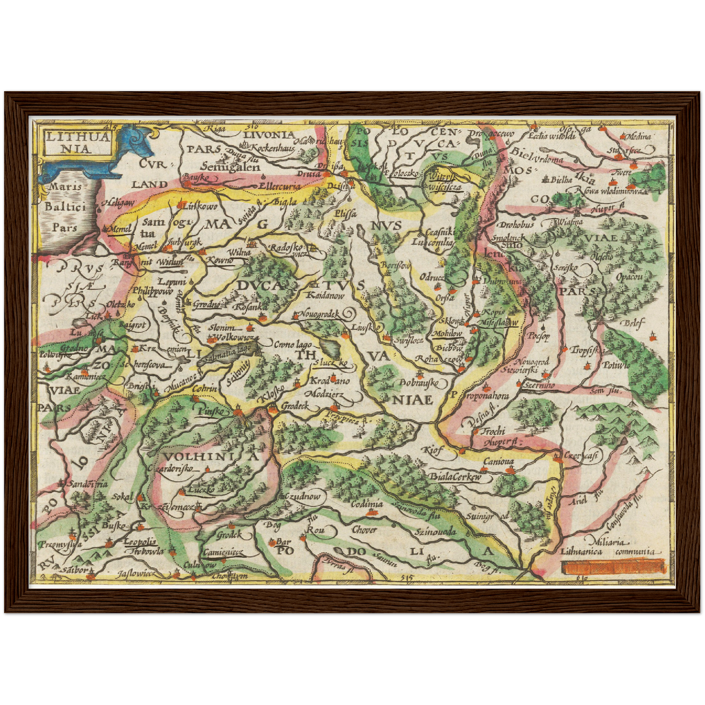 Historische Landkarte Litauen um 1609