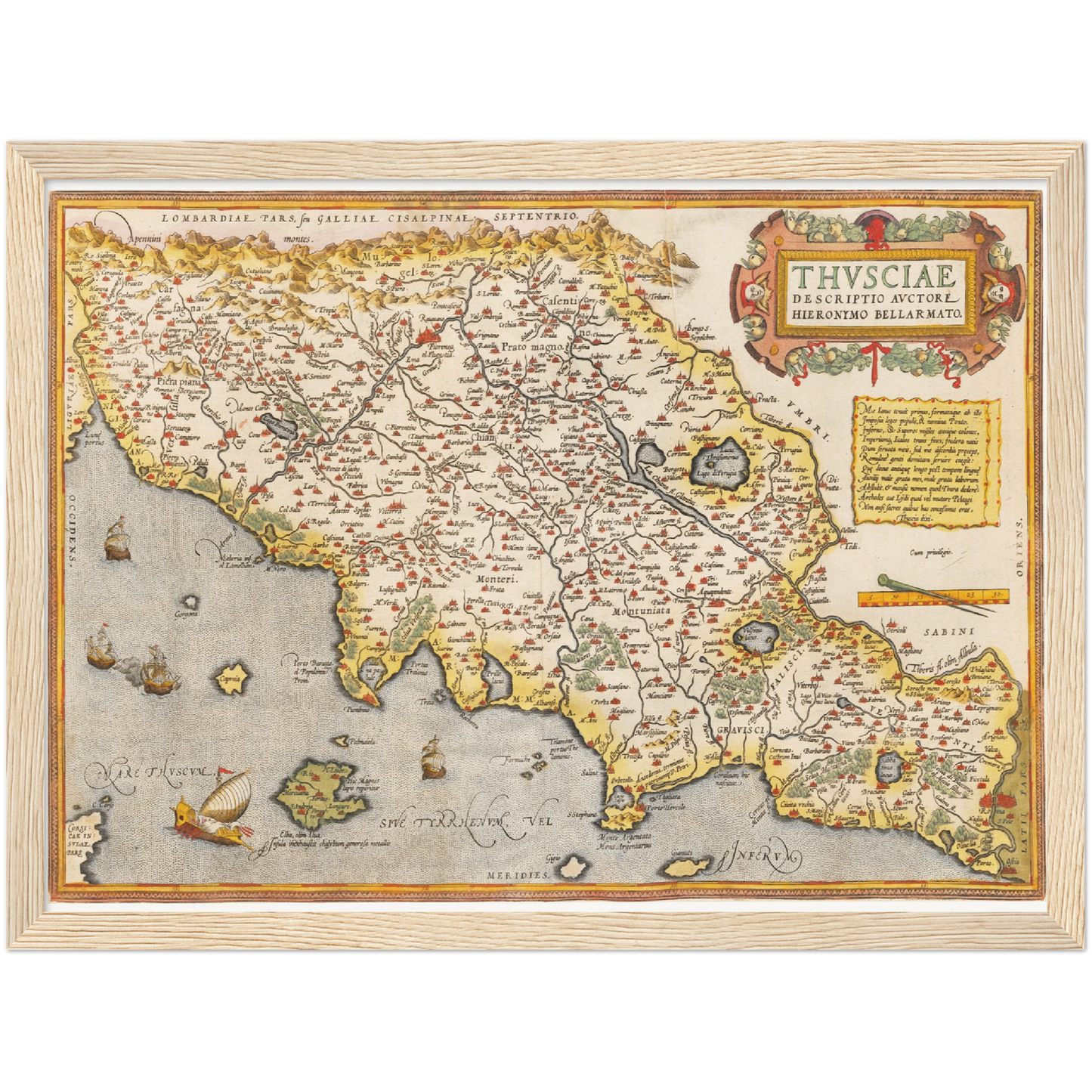 Historische Landkarte Toskana um 1609