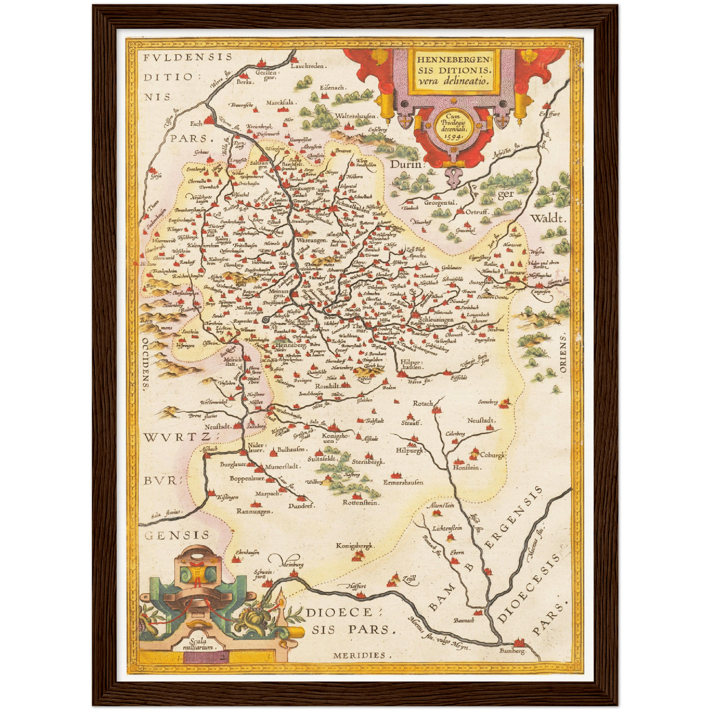 Historische Landkarte Henneberg um 1609