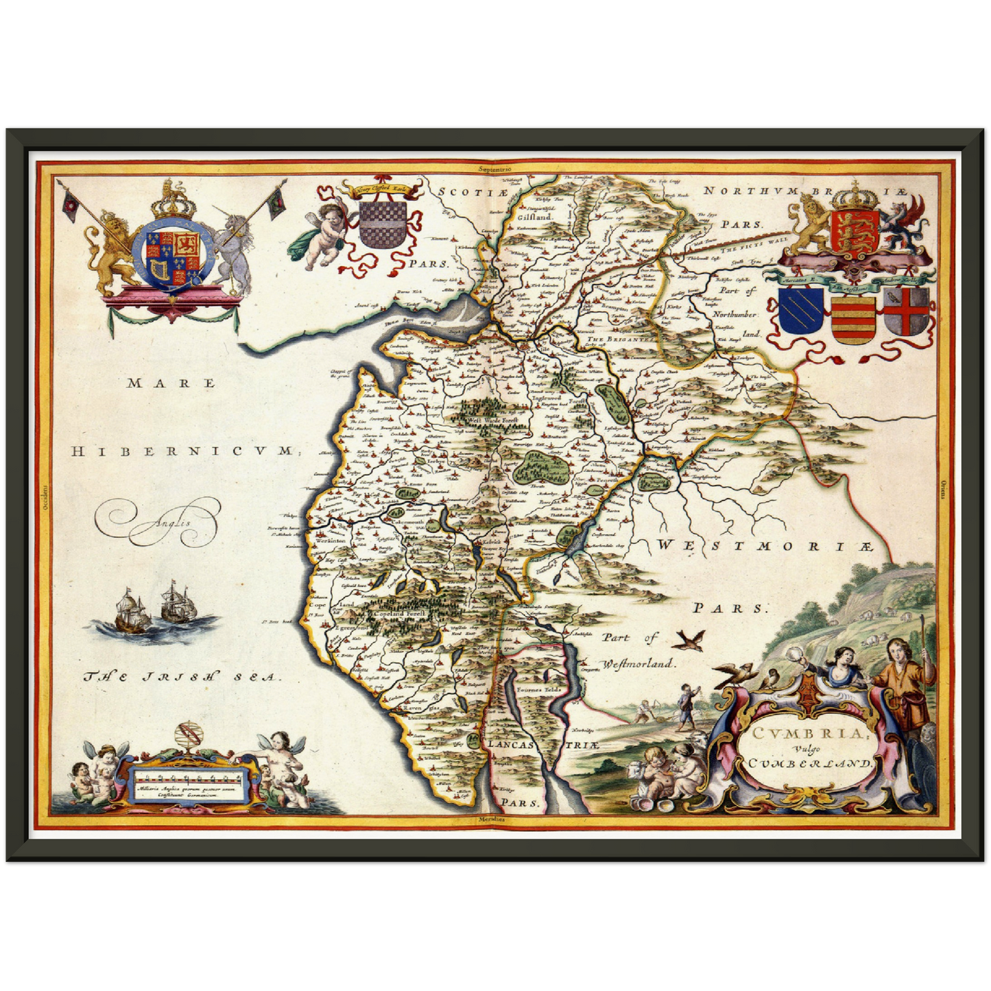 Historische Landkarte Cumbria um 1646