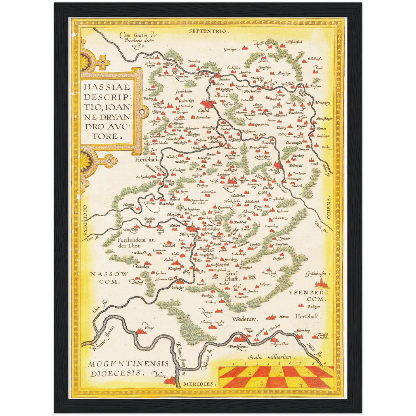 Historische Landkarte Hessen um 1609