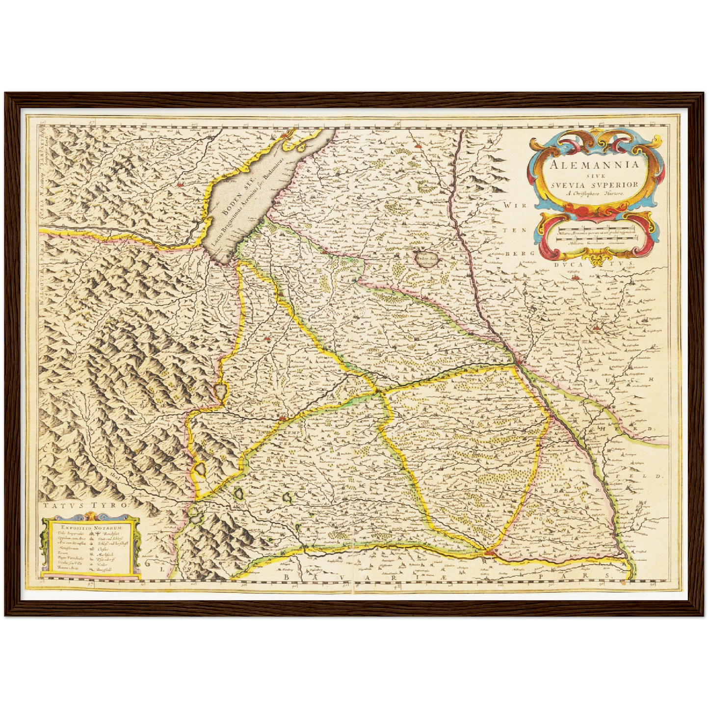 Historische Landkarte Oberschwaben um 1635