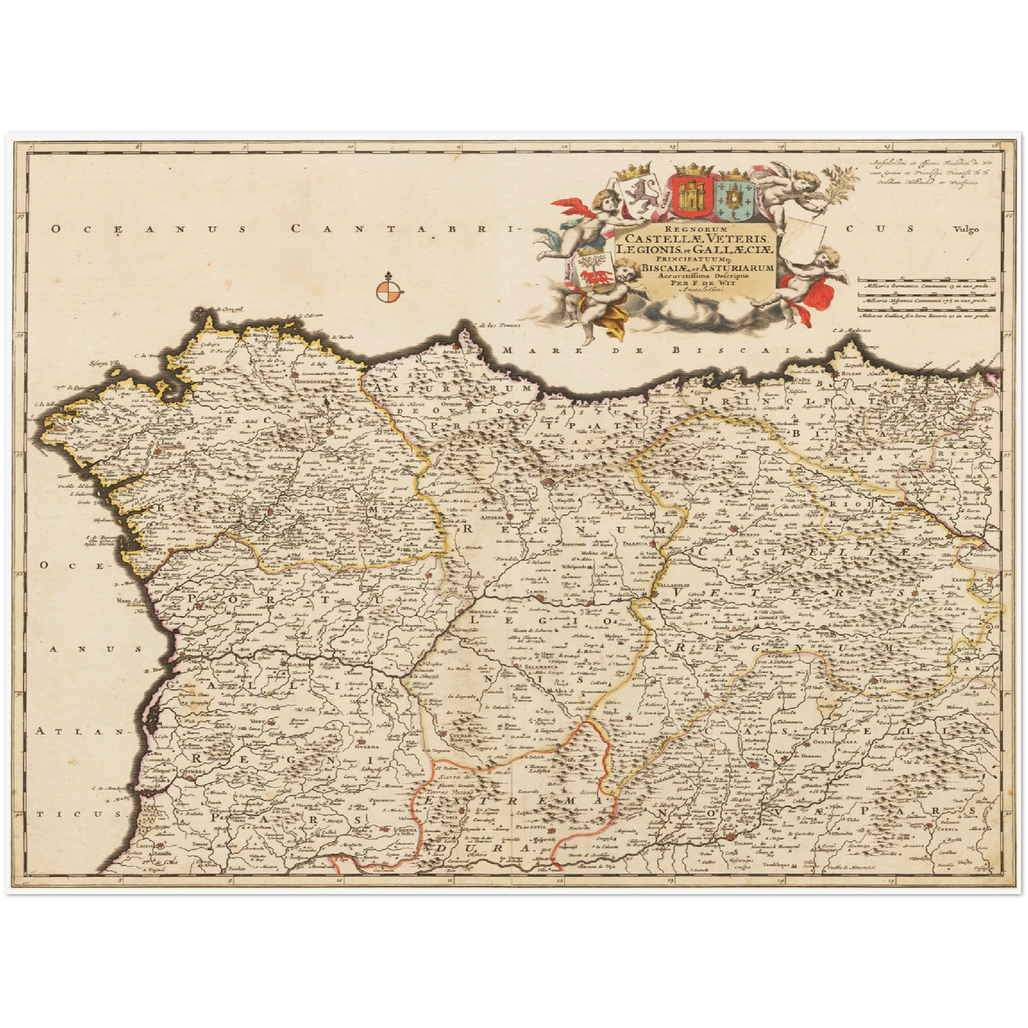 Historische Landkarte Galicien um 1698