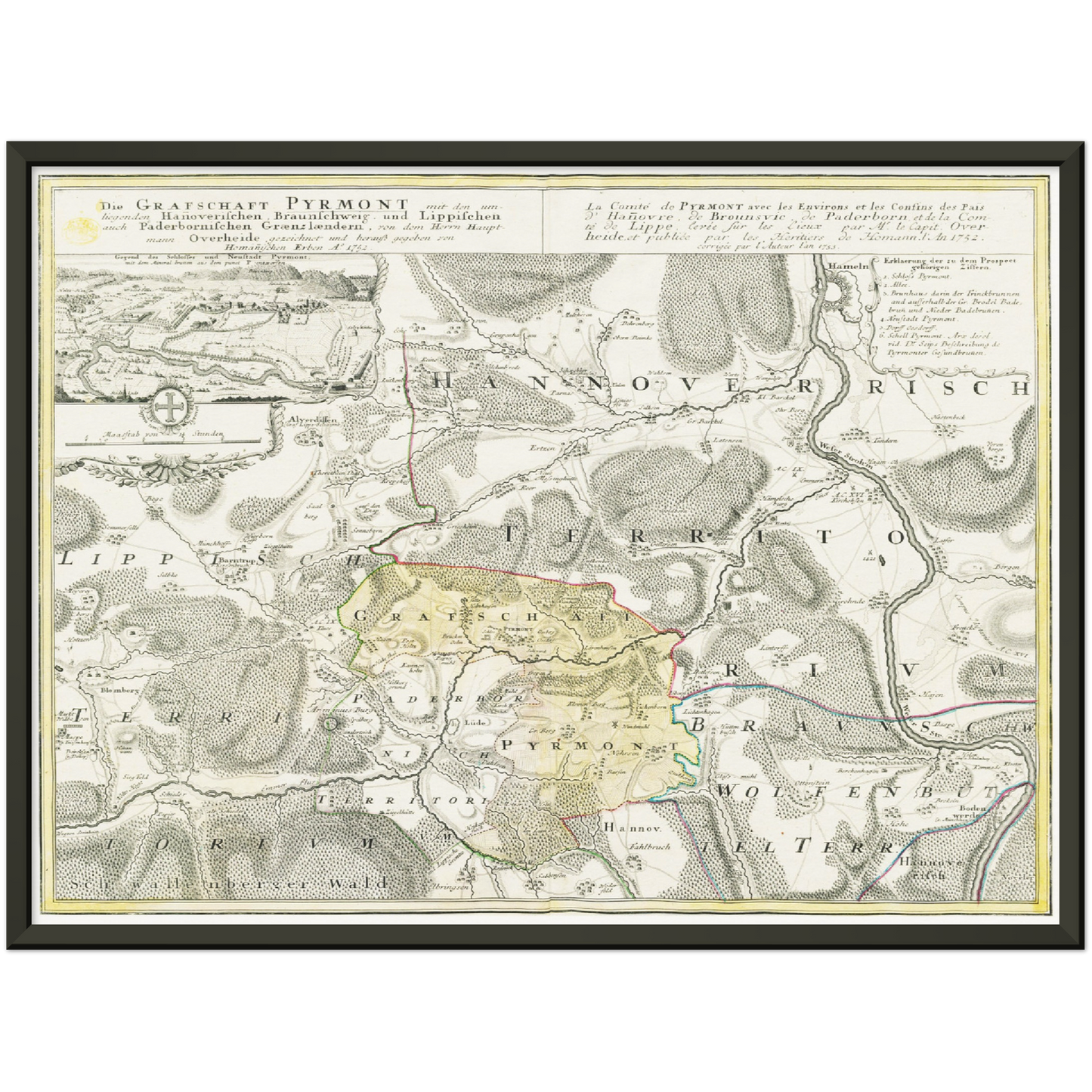 Historische Landkarte Pyrmont um 1753