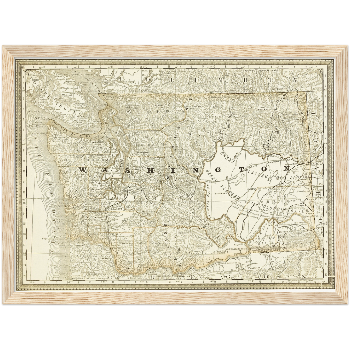 Historische Landkarte Washington um 1882