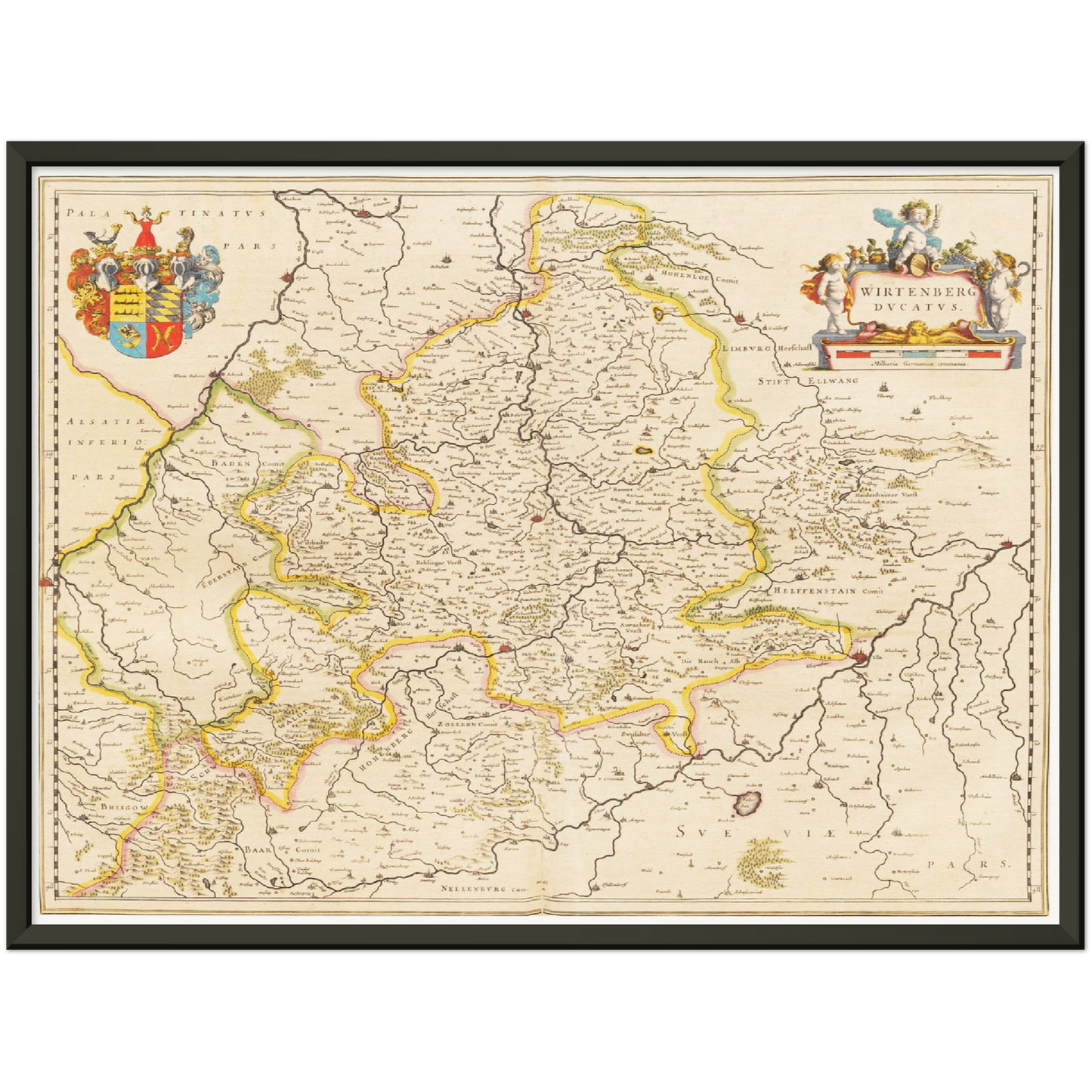 Historische Landkarte Württemberg um 1635