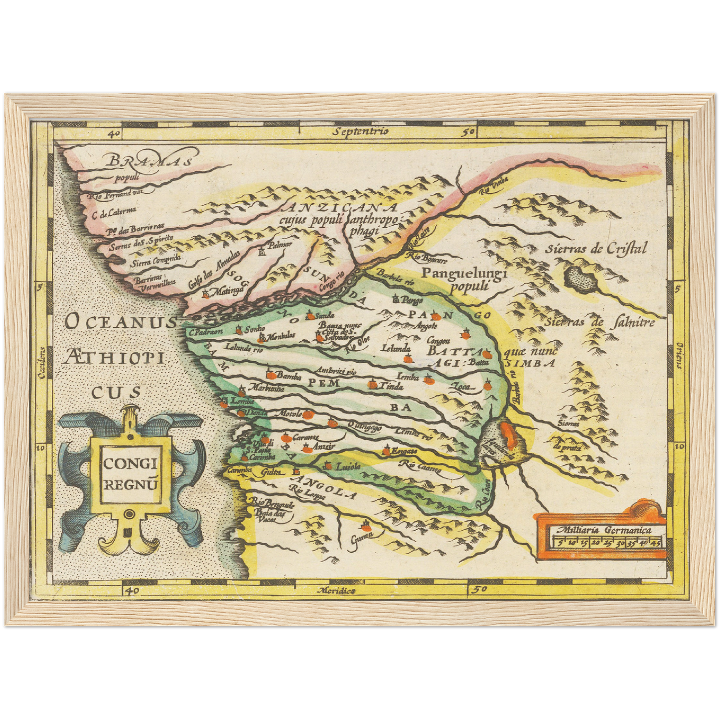 Historische Landkarte Kongo um 1609