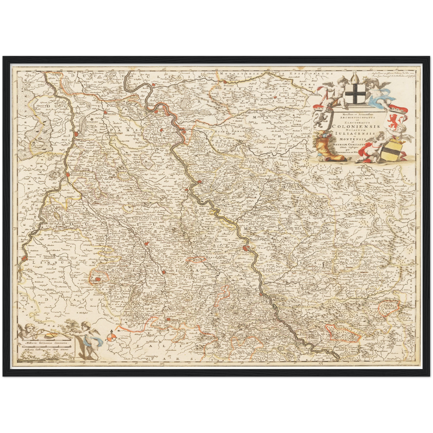 Historische Landkarte Rheinland um 1698