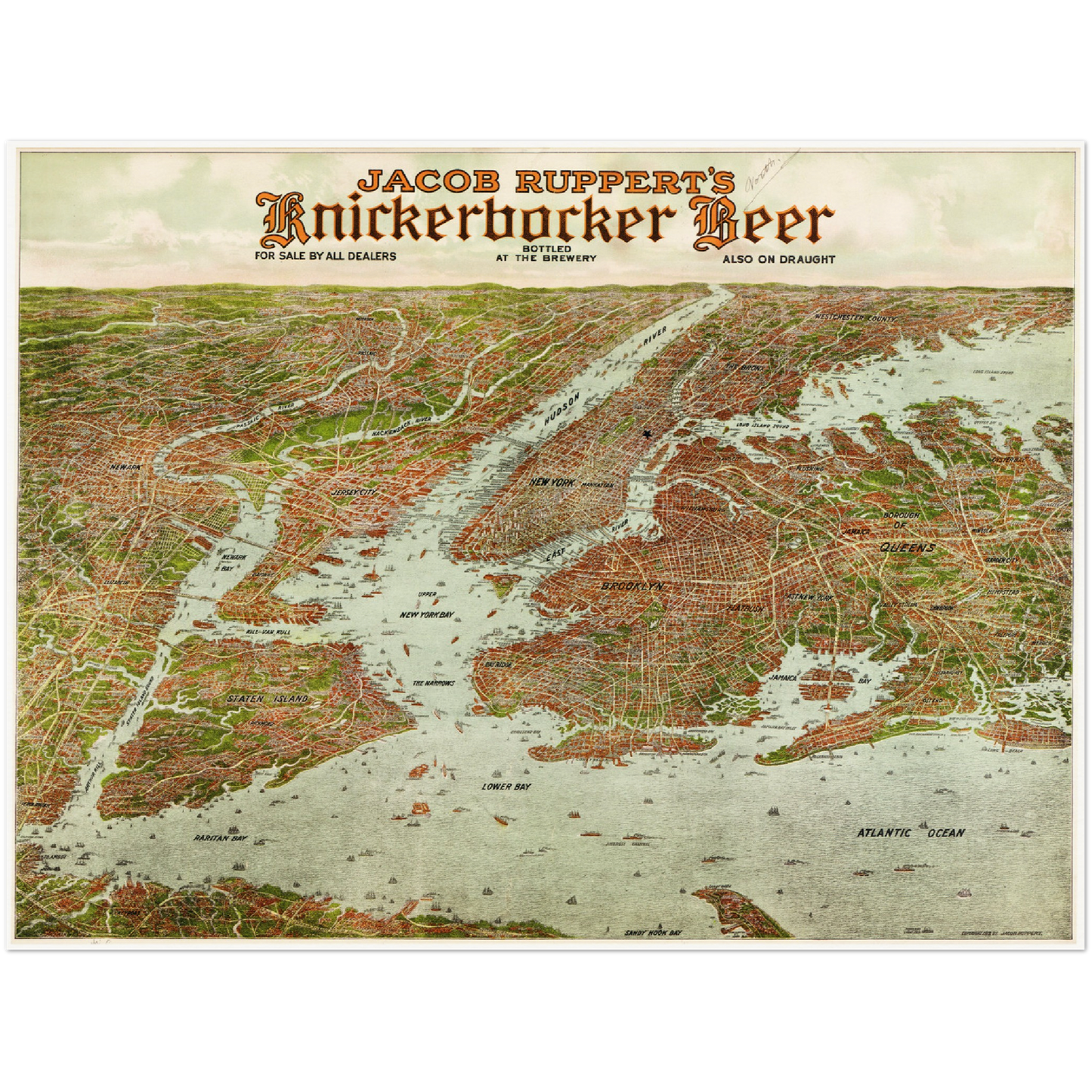 Historische Stadtansicht Greater New York City um 1912
