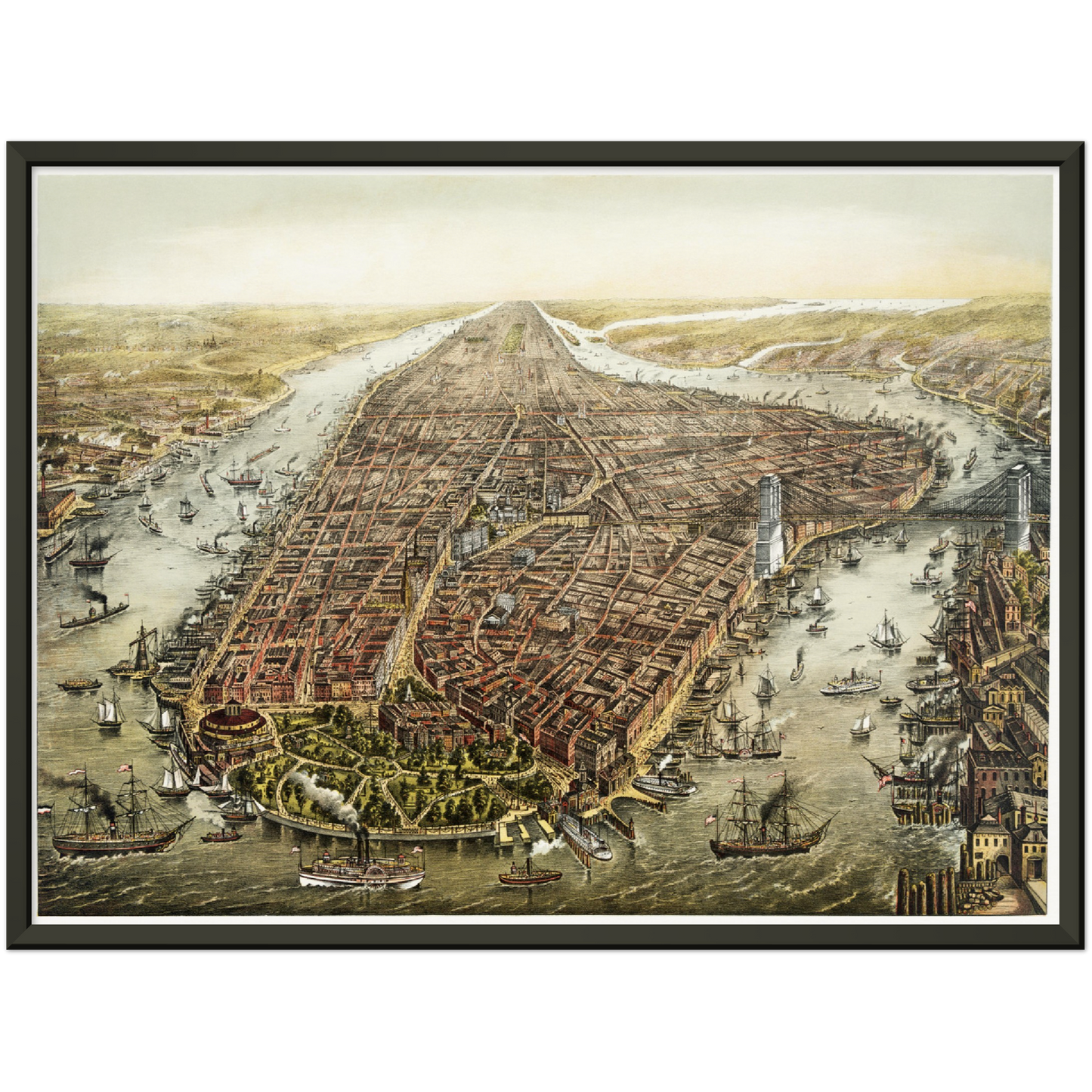Historische Stadtansicht New York City um 1873