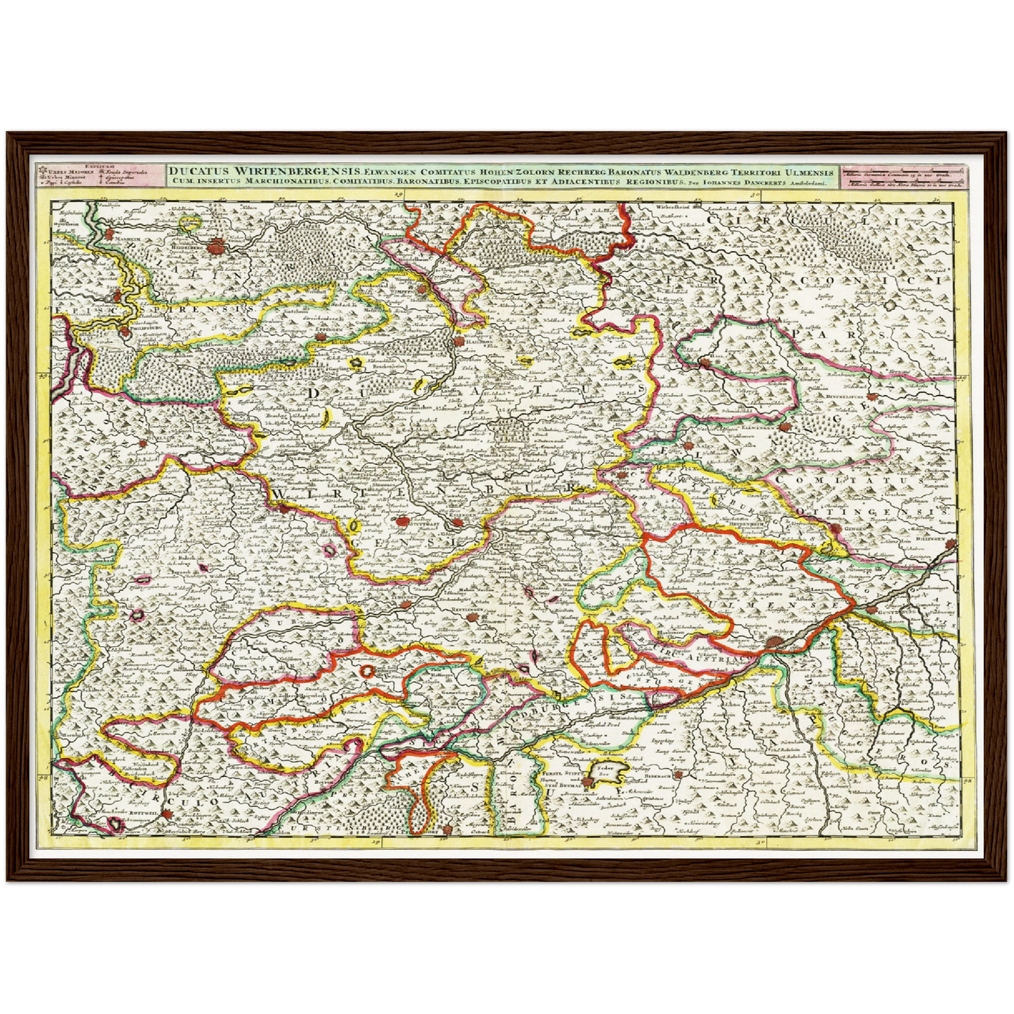 Historische Landkarte Württemberg um 1680