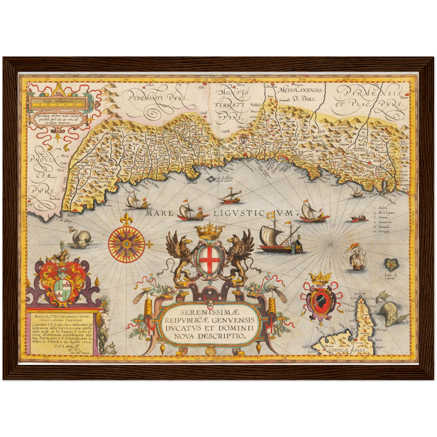 Historische Landkarte Ligurien um 1609