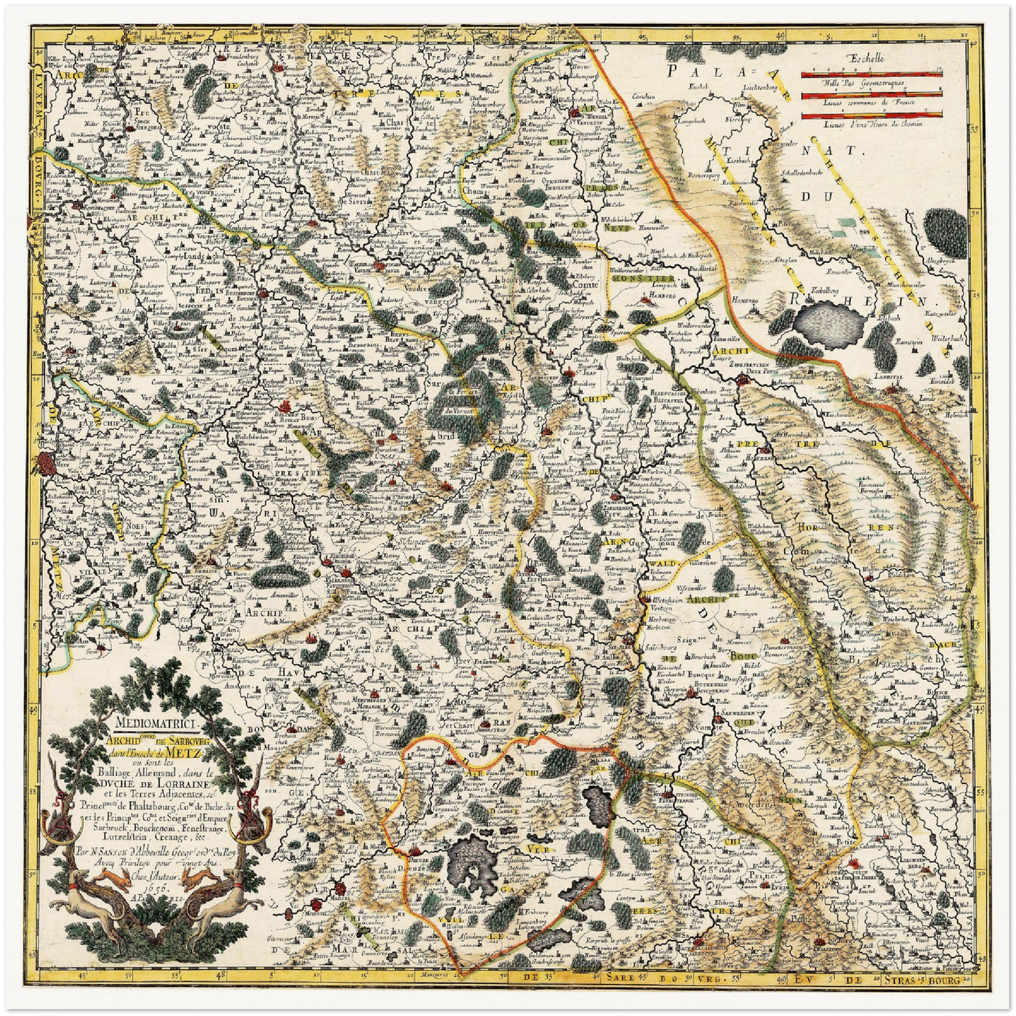Historische Landkarte Saarland um 1656