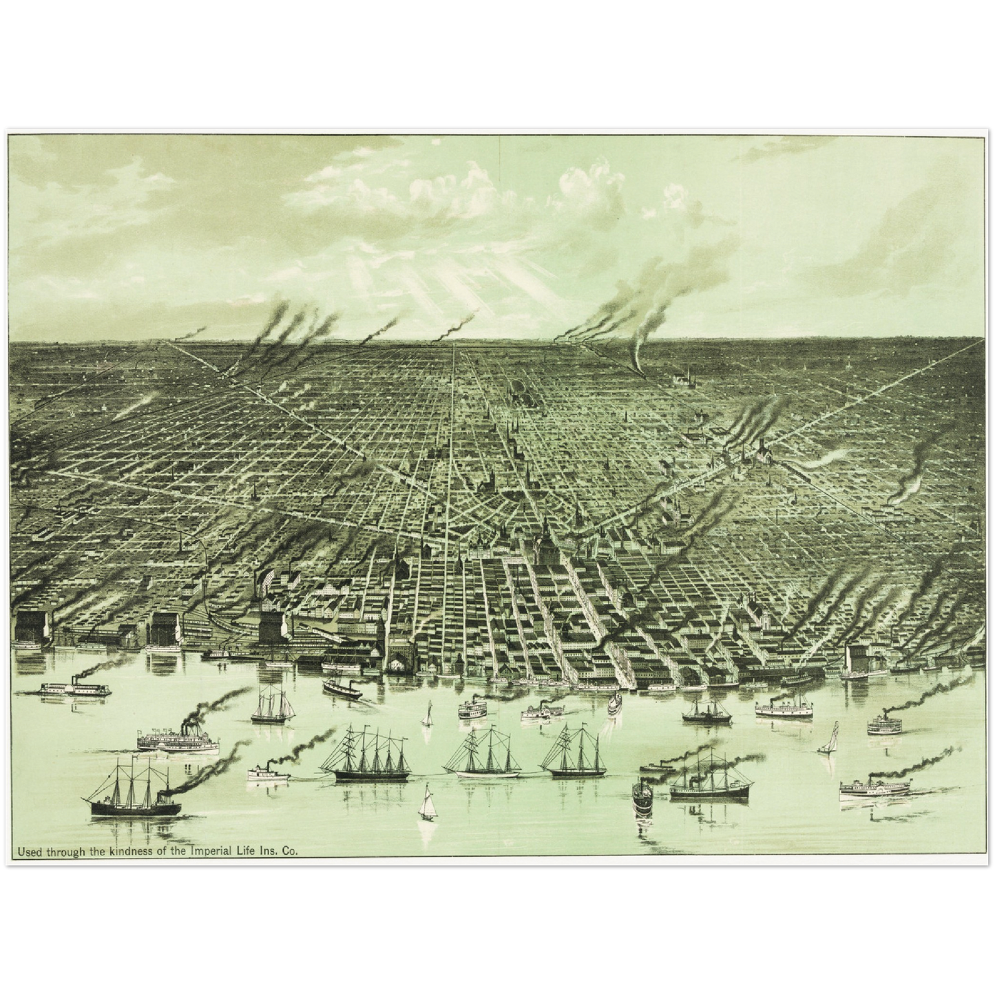 Historische Stadtansicht Detroit um 1890