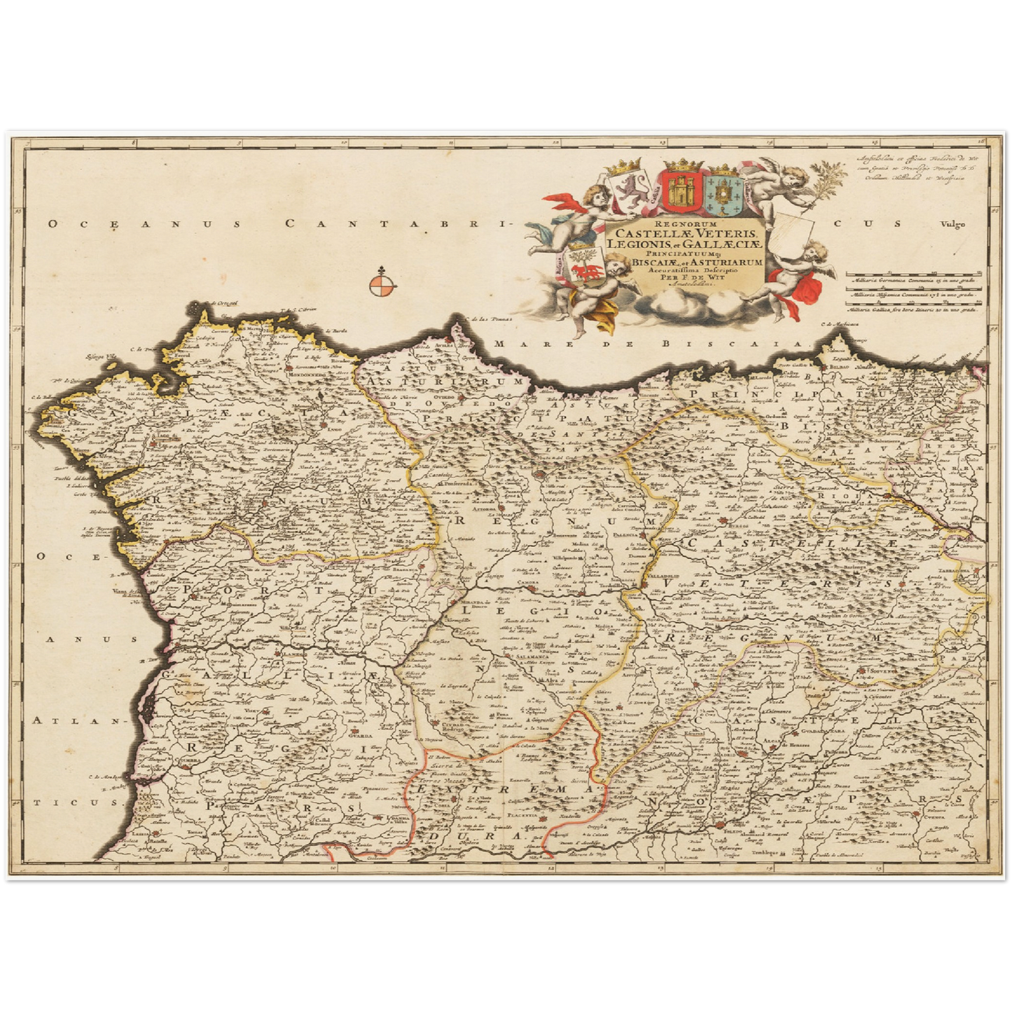 Historische Landkarte Galicien um 1698