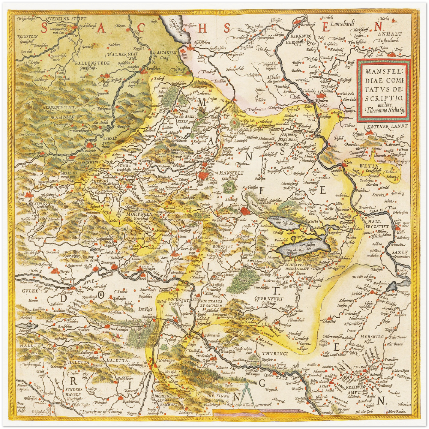 Historische Landkarte Mansfeld um 1609