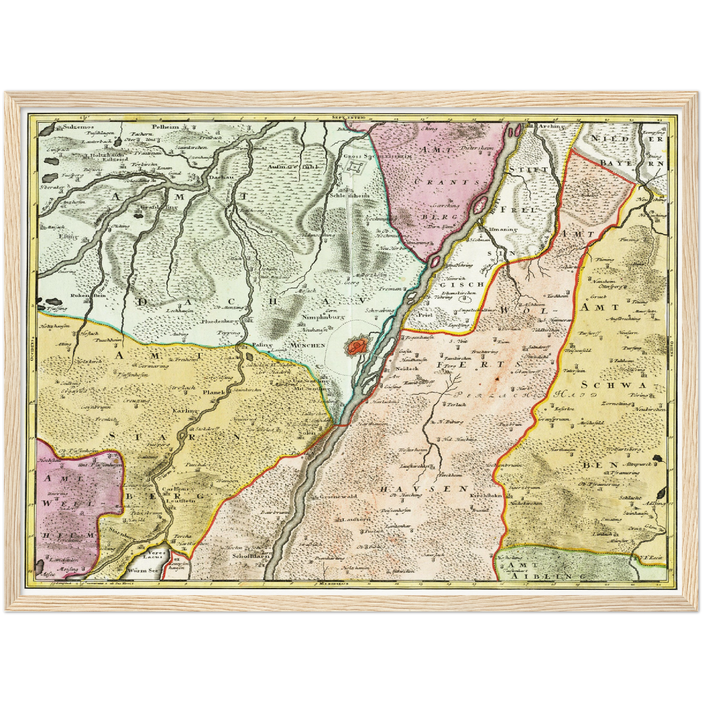 Historische Landkarte München um 1740