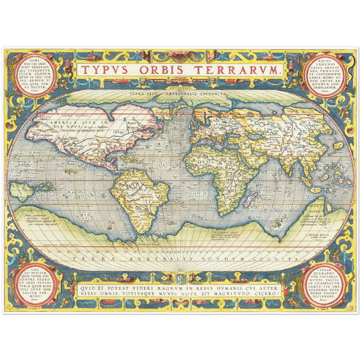Historische Weltkarte um 1570