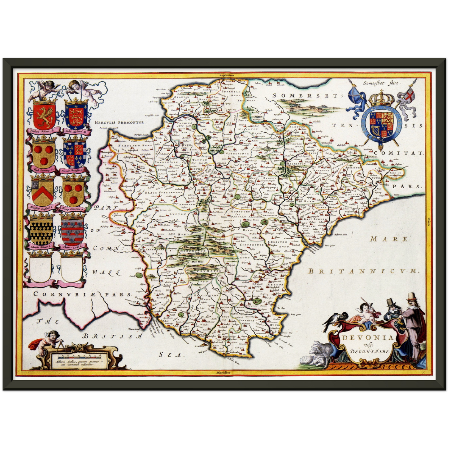 Historische Landkarte Devon um 1646