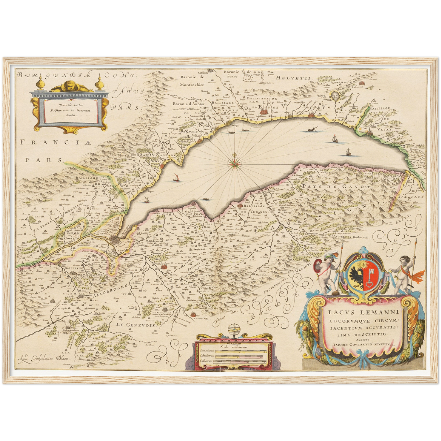 Historische Landkarte Genfer See um 1635