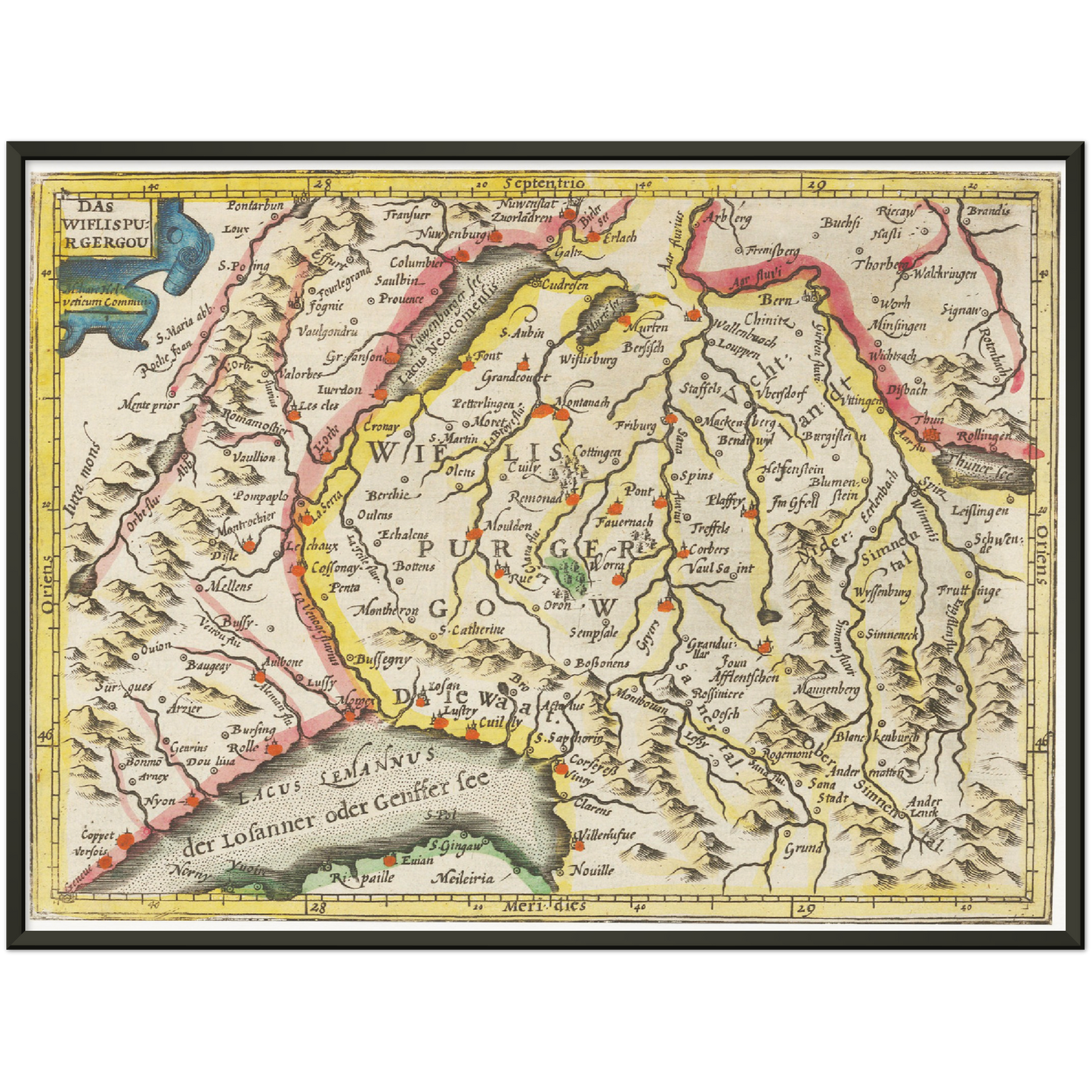 Historische Landkarte Wiflisburgergau um 1609