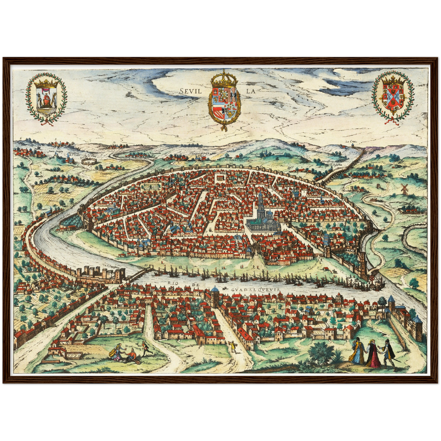 Historische Stadtansicht Sevilla um 1612