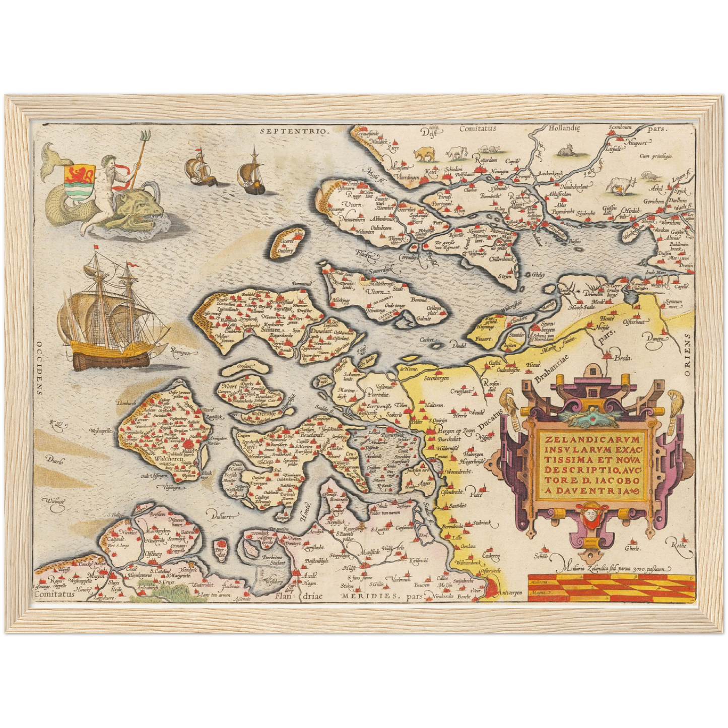 Historische Landkarte Provinz Zeeland um 1609