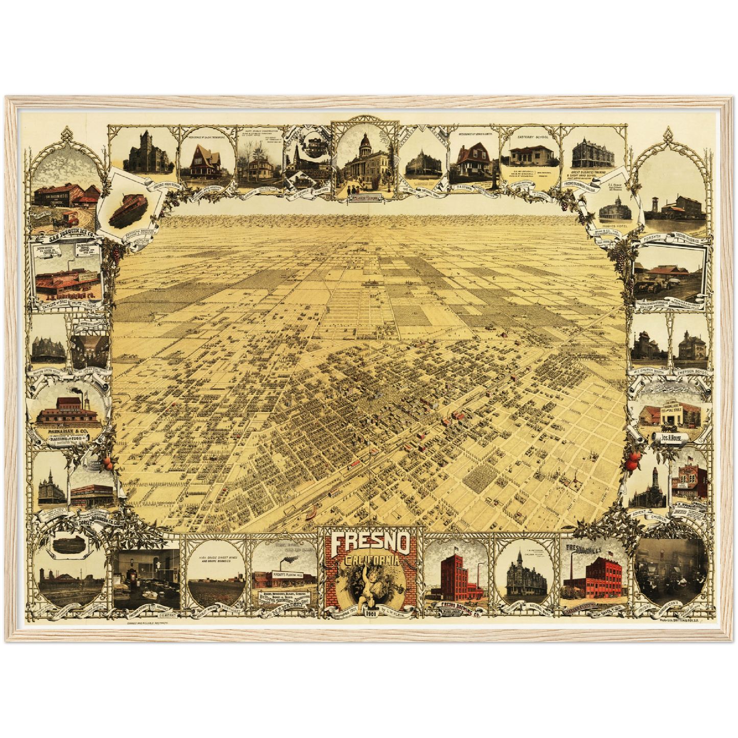 Historische Stadtansicht Fresno um 1901