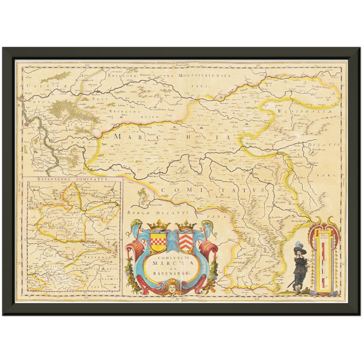 Historische Landkarte Ruhrgebiet um 1635