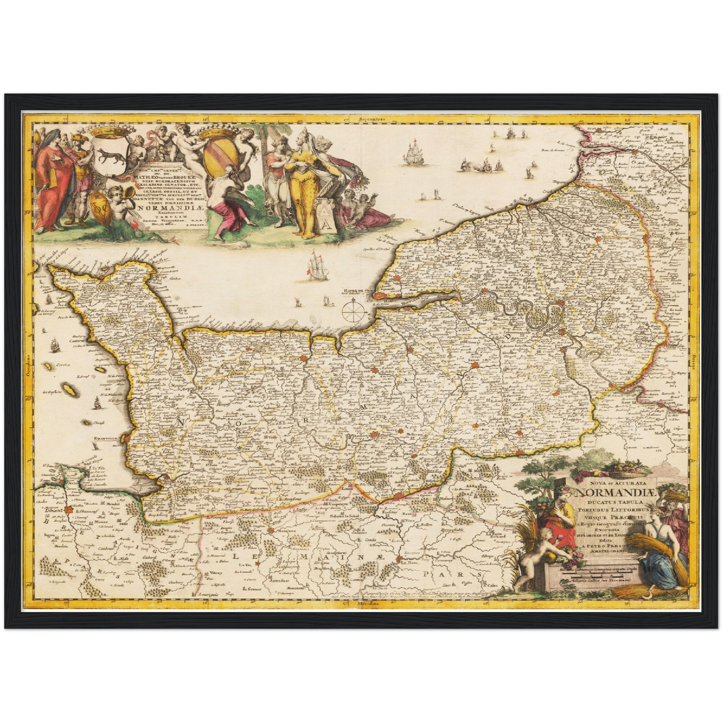 Historische Landkarte Normandie um 1698