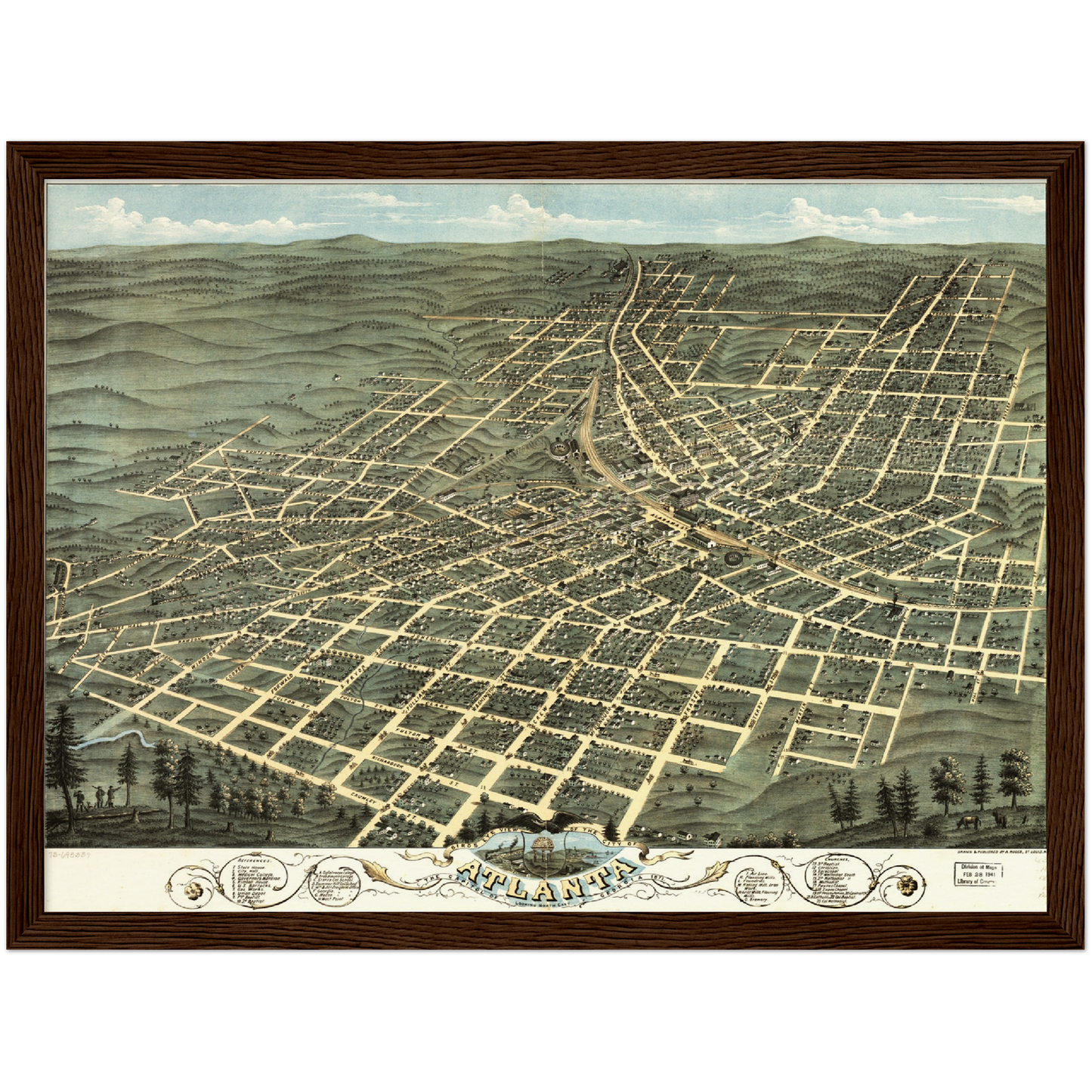 Historische Stadtansicht Atlanta um 1871