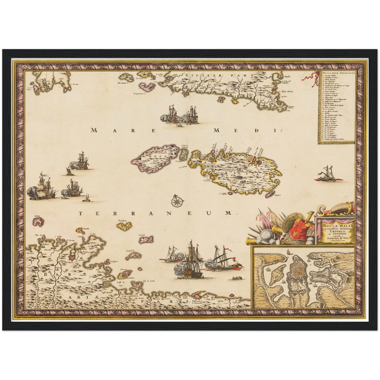 Historische Landkarte Malta um 1698