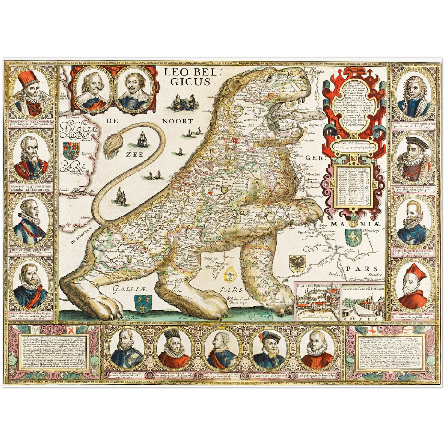 Historische Landkarte Belgien um 1650