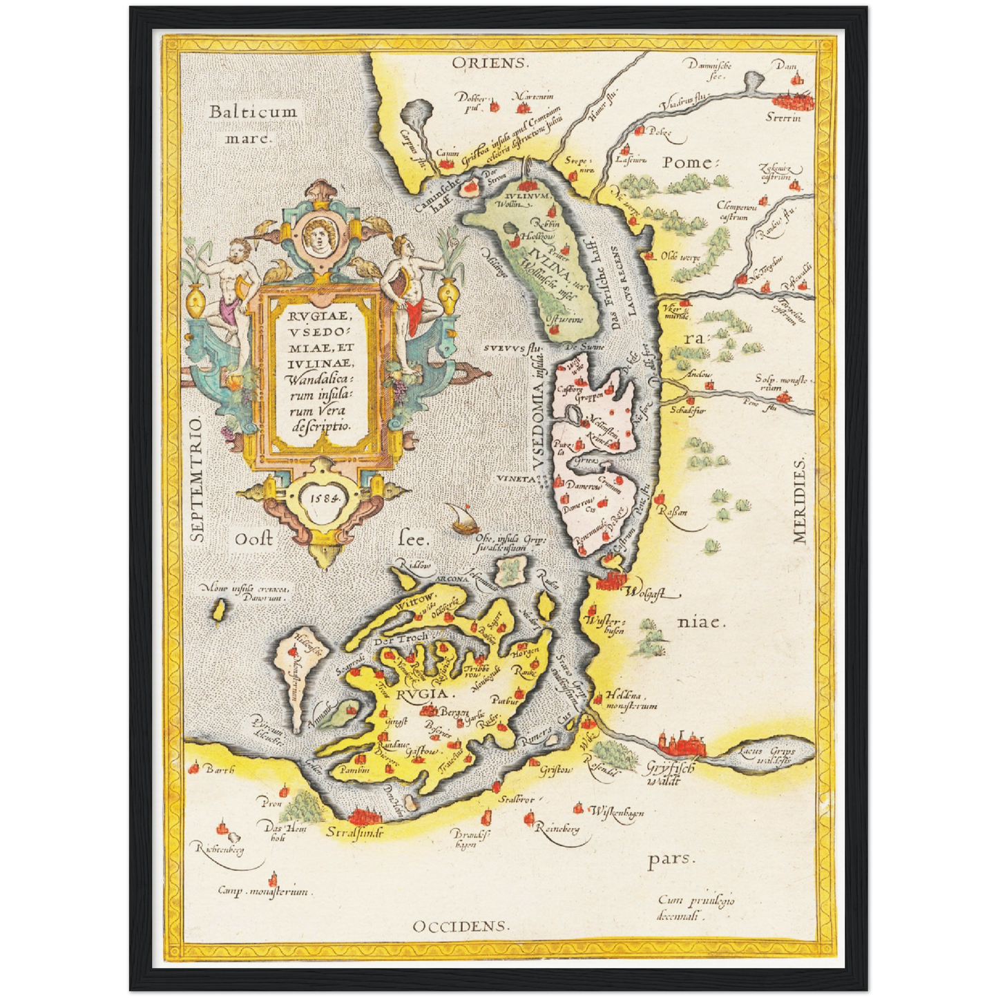 Historische Landkarte Rügen & Usedom um 1609