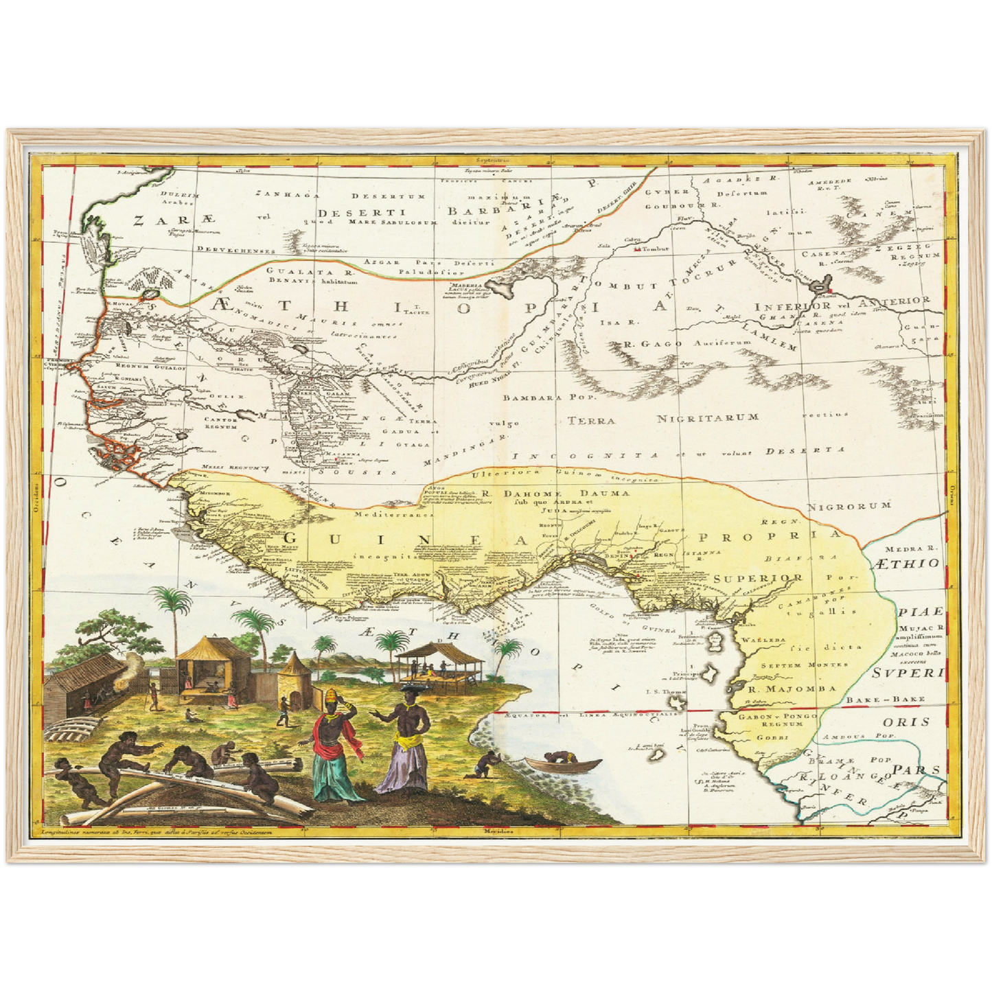 Historische Landkarte Westafrika um 1743