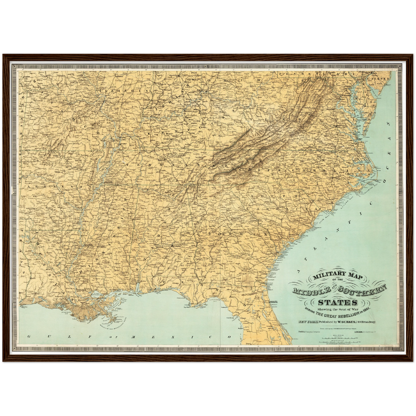 Historische Landkarte Konfederierte USA um 1861