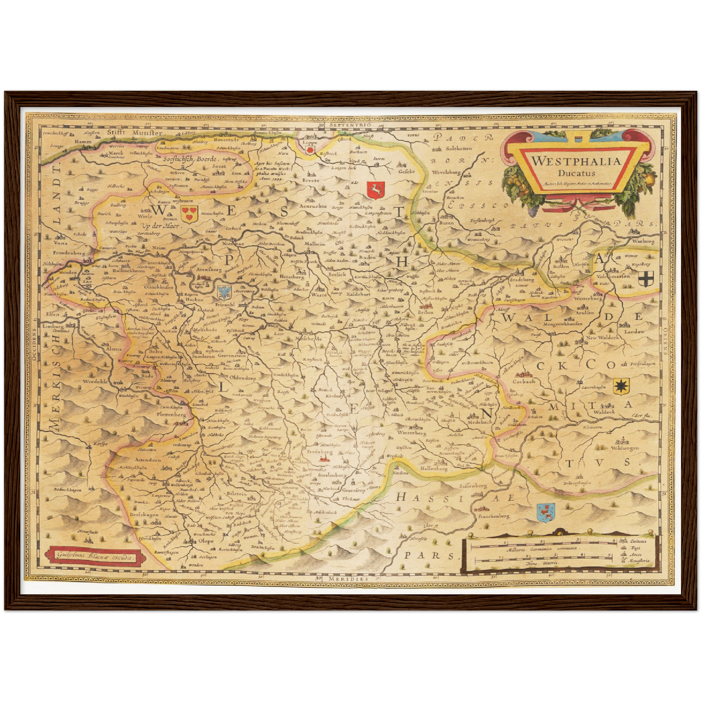 Historische Landkarte Westfalen um 1635